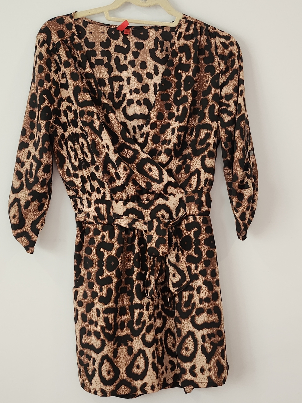 Leopard Print Wrap Dress - Black and Brown